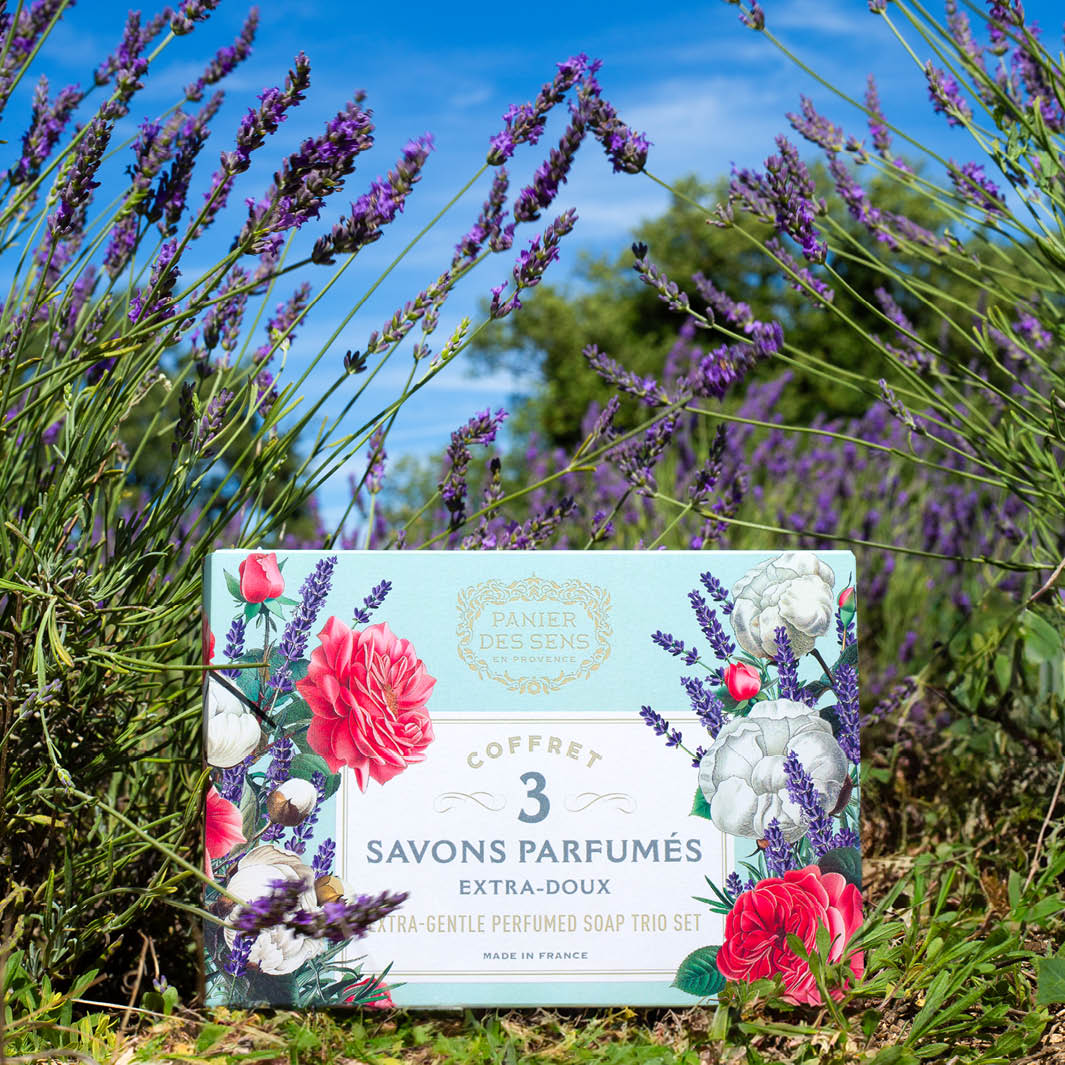 Coffret cadeau 3 savons solides parfumés - Coton, Lavande, Nectar de Rose 3x100g - Image 5