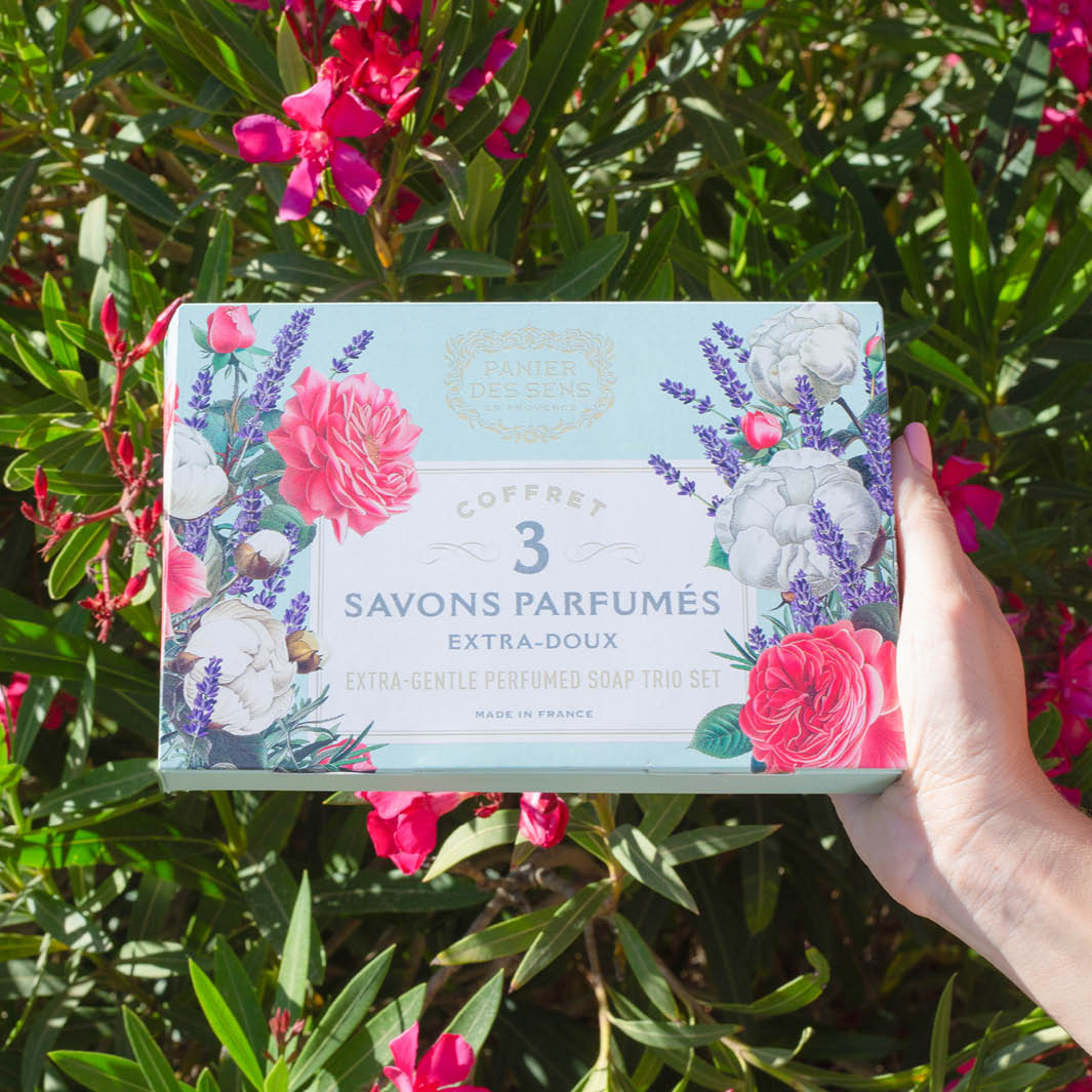 Coffret cadeau 3 savons solides parfumés - Coton, Lavande, Nectar de Rose 3x100g - Image 9